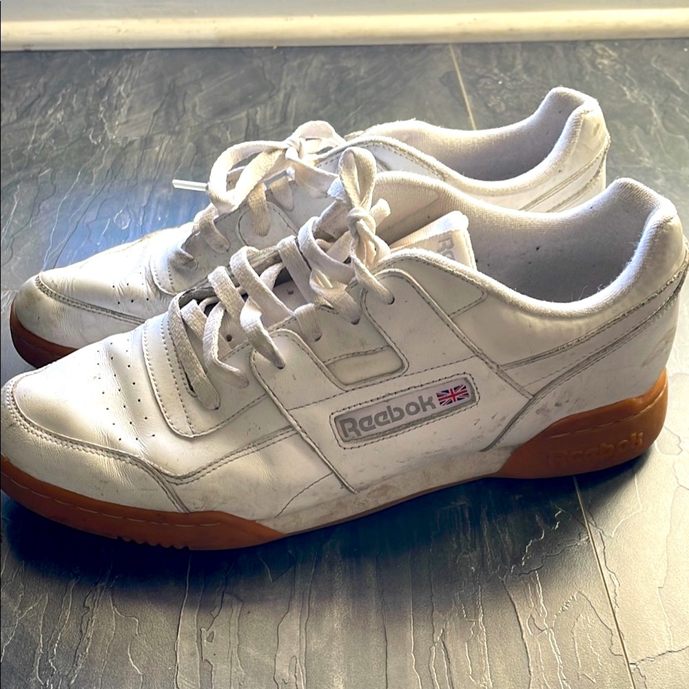 Reebok Men's White and Brown Sneakers
